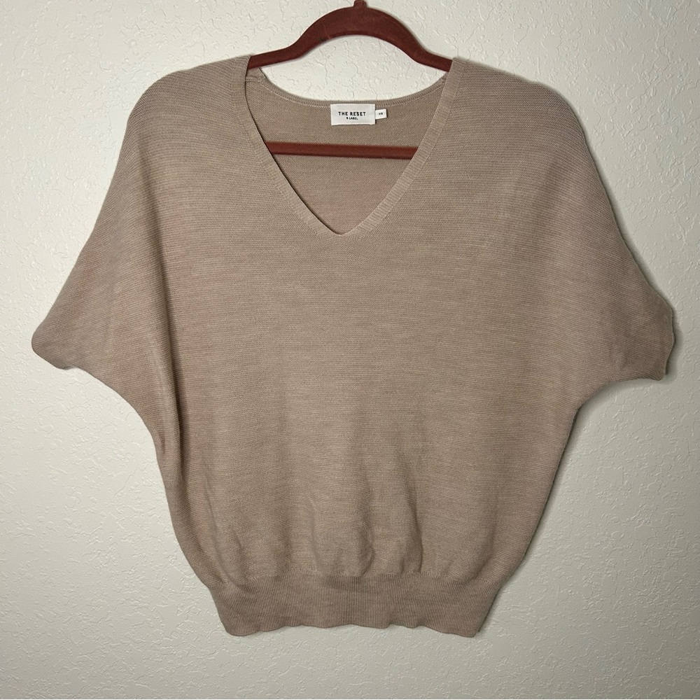 The Reset R Label Essential V Pullover Wool Tan Cream Size XS